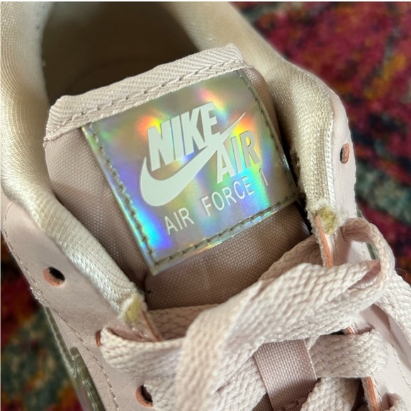 Nike | Women's Pink Iridescent Air Force 1 Low Lace Up Sneakers, size 10 - Picture 4 of 16